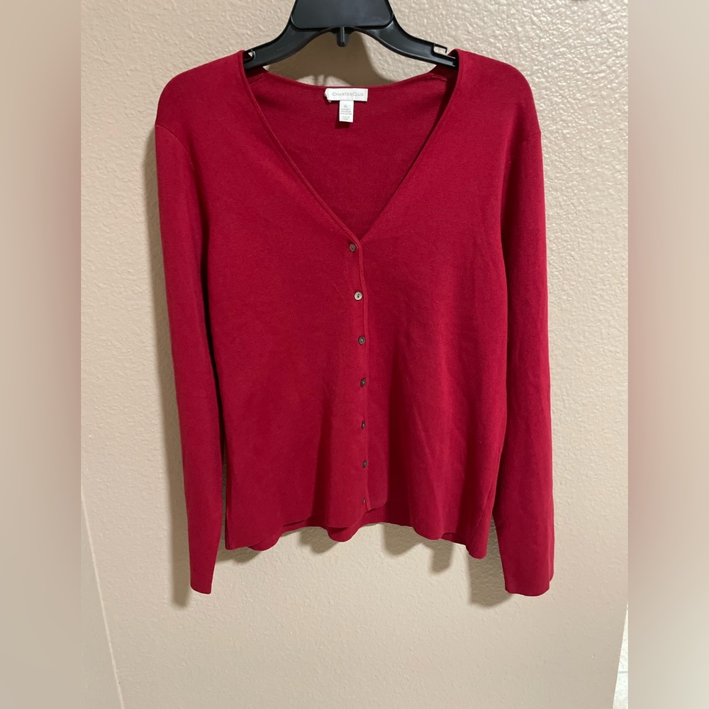 Charter Club Ruby Red Ribbed Knit Top